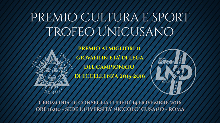 Premio Cultura e Sport, lunedì la consegna