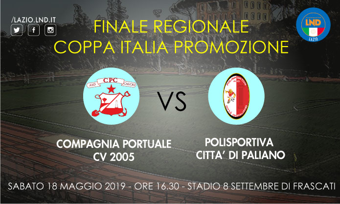 Finale Coppa Italia Promozione all’8 settembre di Frascati