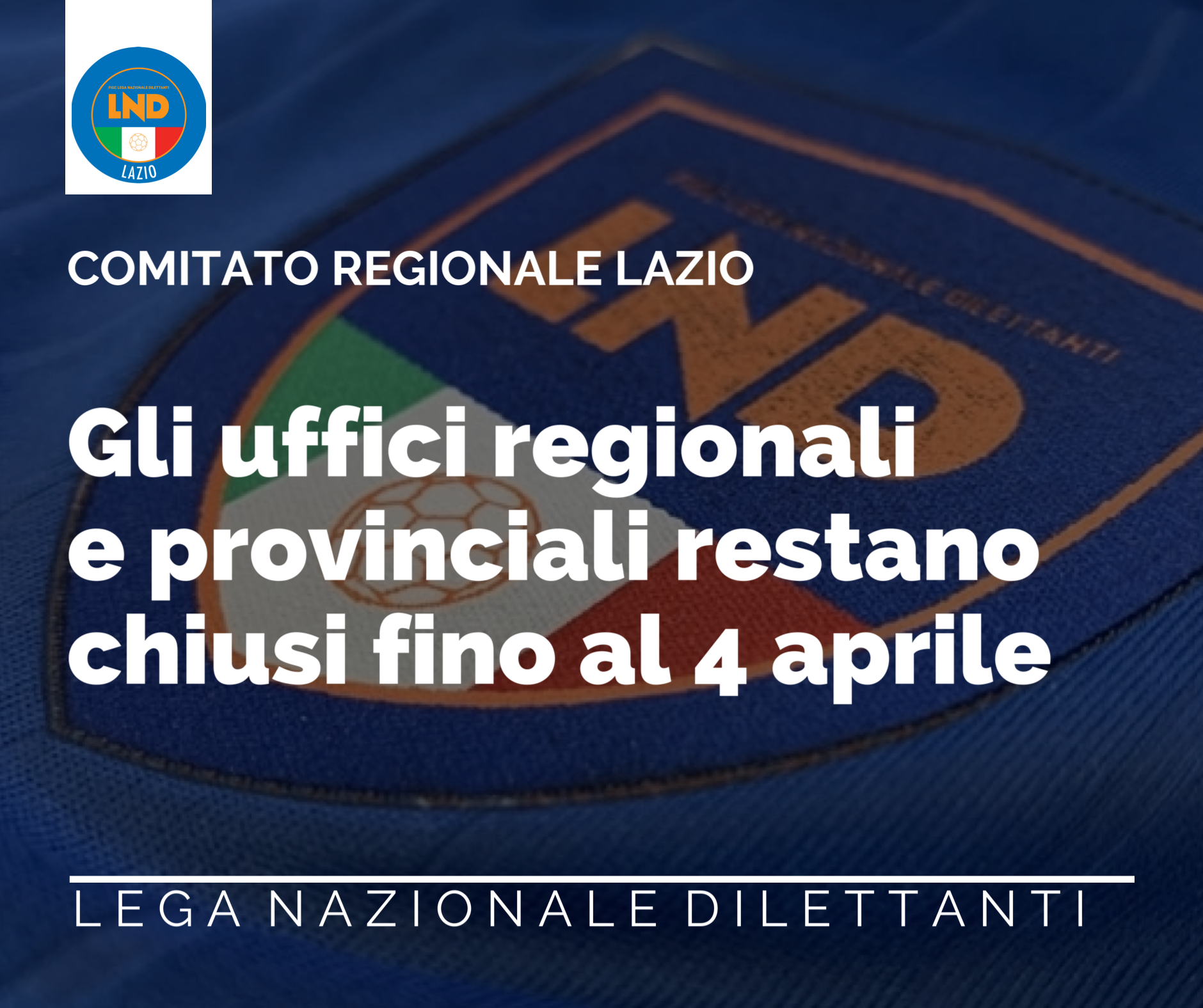 Comitato Regionale, gli uffici chiusi fino al 4 aprile