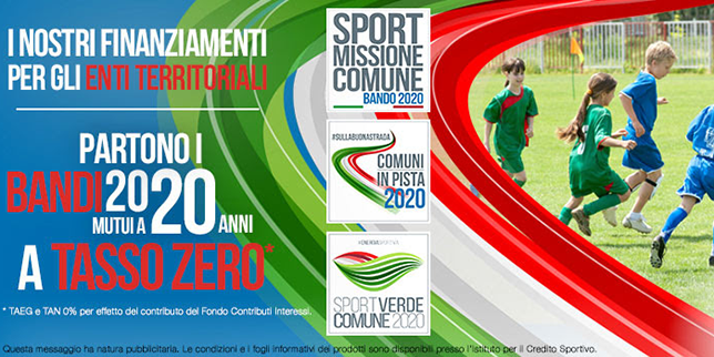 Credito Sportivo, bandi a fondo zero per l’impiantistica comunale