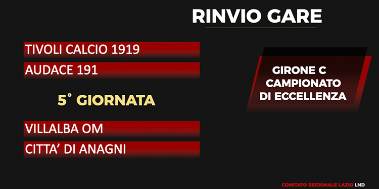 Eccellenza maschile, rinviate due gare del girone C